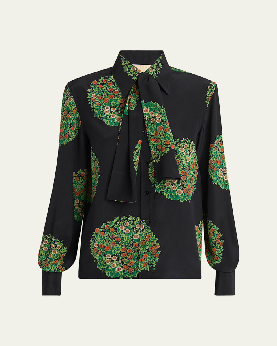 Floral-Print Silk Crepe De Chine Shirt
